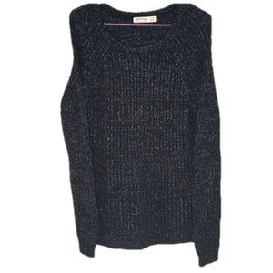 Faded Glory long sleeve sweater black silver metallic knit women's large